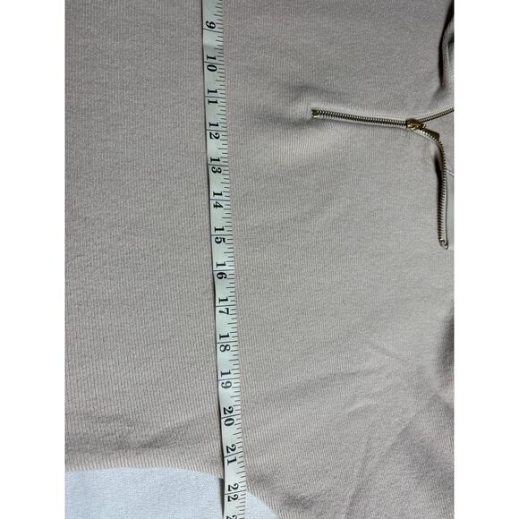 Sioni Milano Beige Long Sleeve Women's Knit Sweater Size M Quarter Zip Pullover - Picture 6 of 7